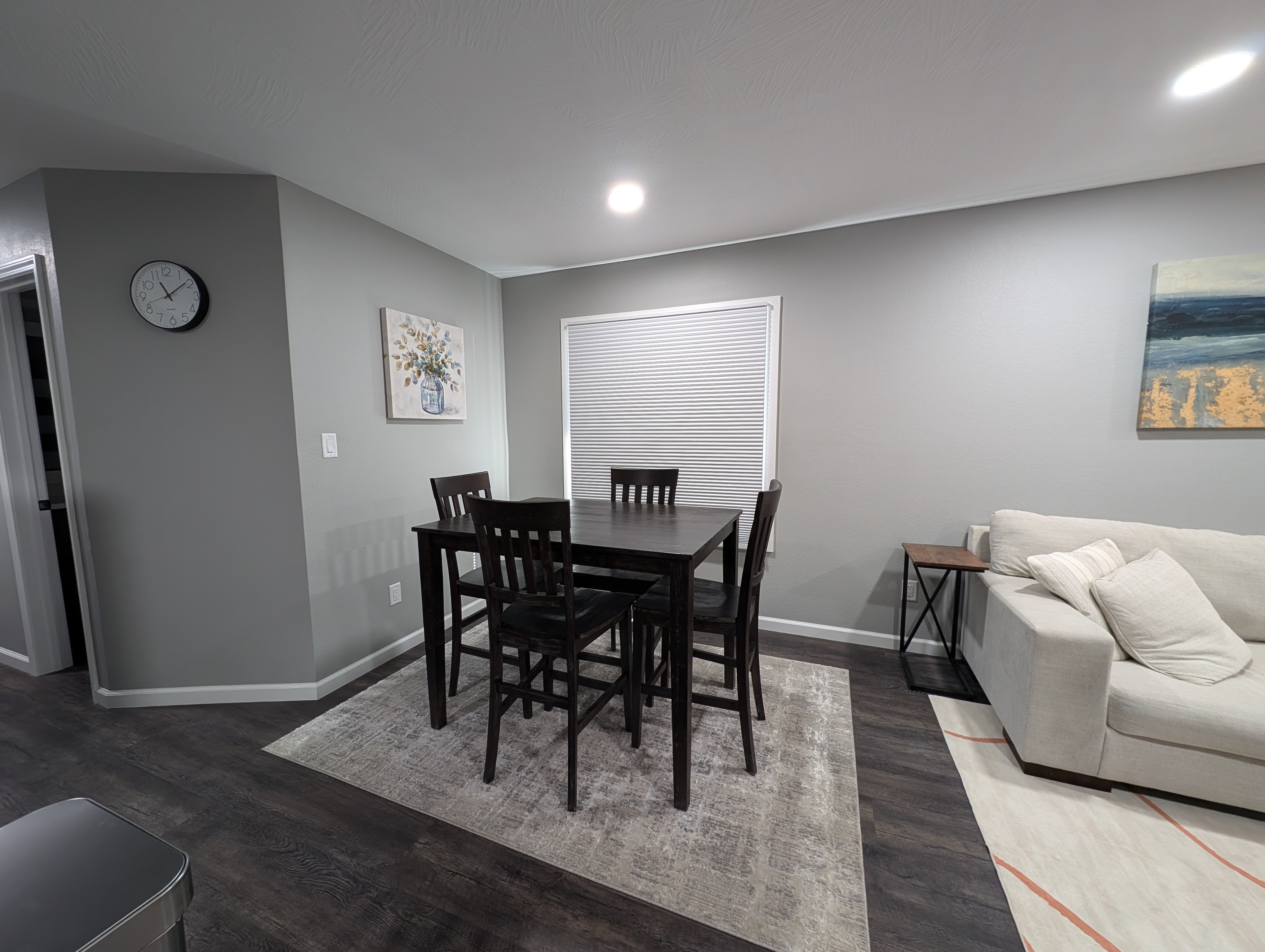 A furnished dining area